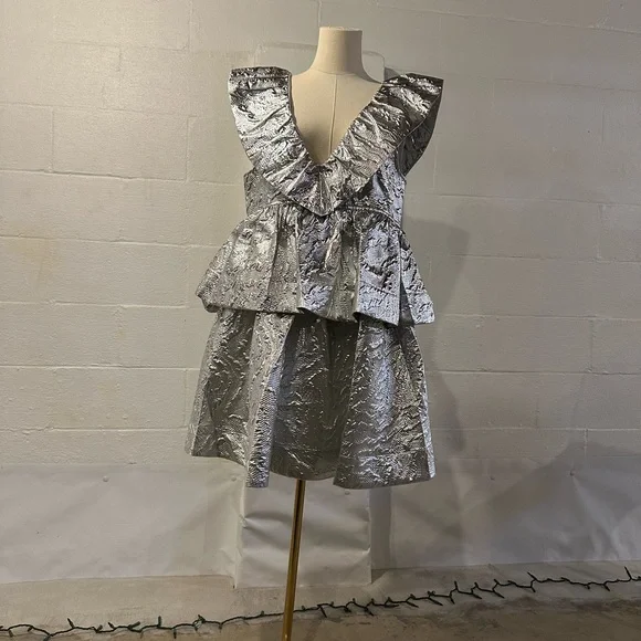 knee length dresses for ladies Metallic Jacquard Mini Dress